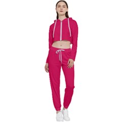 Spanish Carmine	 - 	cropped Zip Up Lounge Set by ColorfulSportsWear