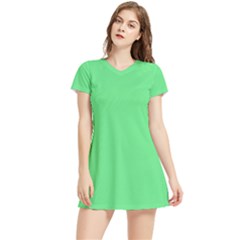 Algae Green	 - 	short Sleeve V-neck Sports Dress by ColorfulSportsWear