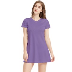 Chive Blossom Purple	 - 	short Sleeve V-neck Sports Dress by ColorfulSportsWear