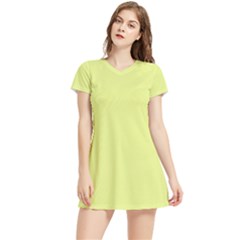 Key Lime Yellow	 - 	short Sleeve V-neck Sports Dress by ColorfulSportsWear