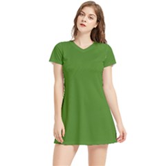 Light Seaweed Green	 - 	short Sleeve V-neck Sports Dress by ColorfulSportsWear