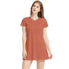 Dark Mango	 - 	short Sleeve V-neck Sports Dress by ColorfulSportsWear