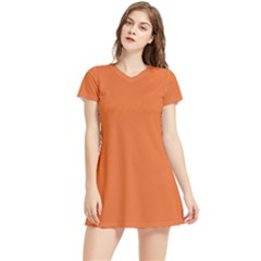 Halloween Orange	 - 	Short Sleeve V-Neck Sports Dress