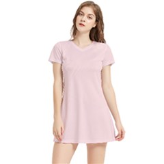 Pale Pink	 - 	short Sleeve V-neck Sports Dress