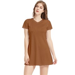 Saddie Brown	 - 	short Sleeve V-neck Sports Dress by ColorfulSportsWear