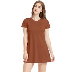 Sugar Brown	 - 	short Sleeve V-neck Sports Dress by ColorfulSportsWear