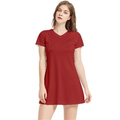 Ruby Red	 - 	short Sleeve V-neck Sports Dress by ColorfulSportsWear