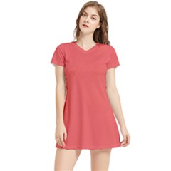 Valentine Red	 - 	short Sleeve V-neck Sports Dress by ColorfulSportsWear