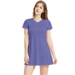 Blue Iris	 - 	short Sleeve V-neck Sports Dress by ColorfulSportsWear