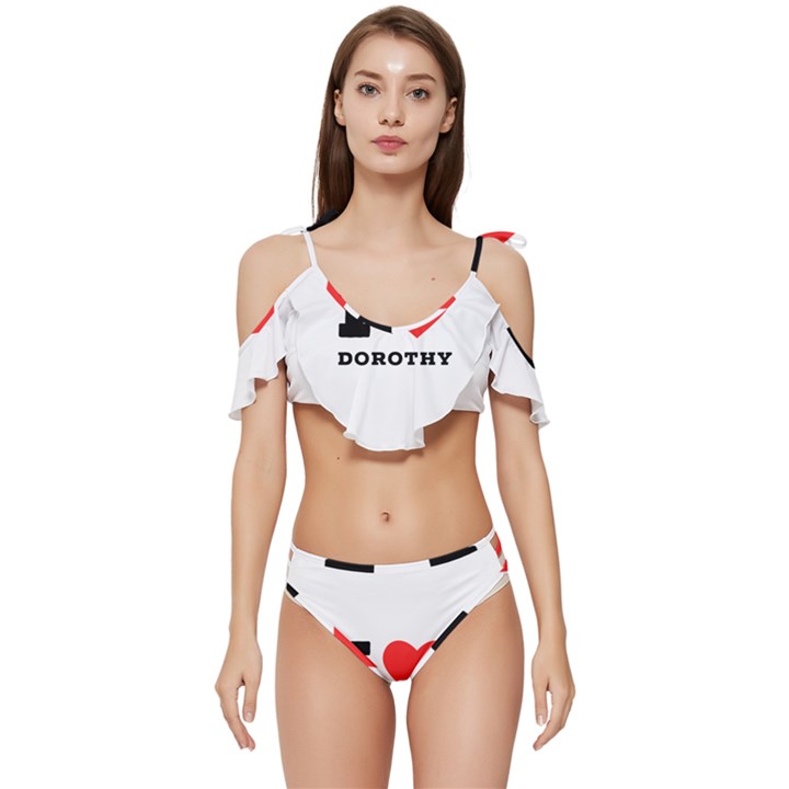 I love Dorothy  Ruffle Edge Tie Up Bikini Set	