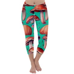 Mushroom Forest Capri Winter Leggings  by GardenOfOphir