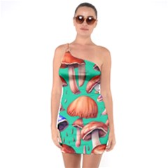 Mushroom Forest One Soulder Bodycon Dress by GardenOfOphir