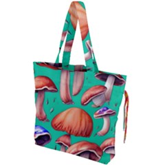 Mushroom Forest Drawstring Tote Bag by GardenOfOphir