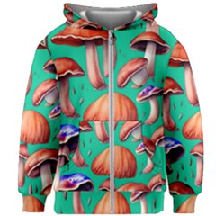 Mushroom Forest Kids  Zipper Hoodie Without Drawstring