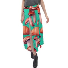 Mushroom Forest Velour Split Maxi Skirt by GardenOfOphir