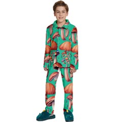 Mushroom Forest Kids  Long Sleeve Velvet Pajamas Set