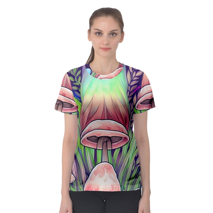 Tiny Forest Mushrooms Women s Sport Mesh Tee