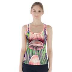 Tiny Forest Mushrooms Racer Back Sports Top by GardenOfOphir