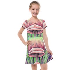 Tiny Forest Mushrooms Kids  Cross Web Dress by GardenOfOphir