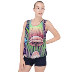 Tiny Forest Mushrooms Bubble Hem Chiffon Tank Top by GardenOfOphir