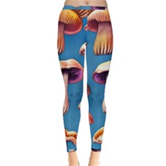 Cozy Forest Mushrooms Inside Out Leggings by GardenOfOphir