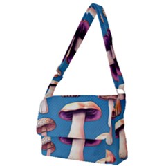 Cozy Forest Mushrooms Full Print Messenger Bag (l) by GardenOfOphir