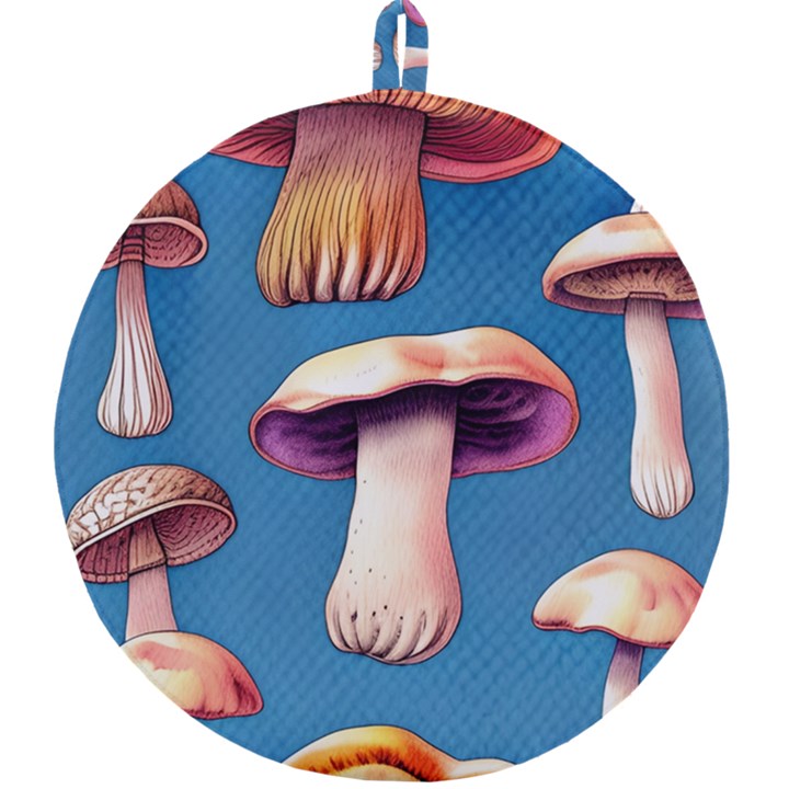 Cozy Forest Mushrooms Round Trivet