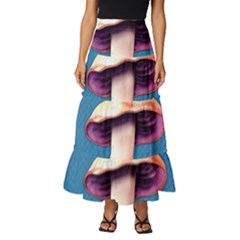 Cozy Forest Mushrooms Tiered Ruffle Maxi Skirt