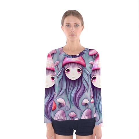 Witchy Mushroom Forest Women s Long Sleeve Tee by GardenOfOphir