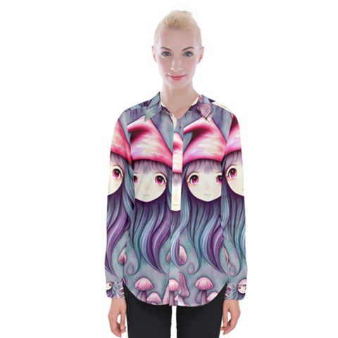 Witchy Mushroom Forest Womens Long Sleeve Shirt by GardenOfOphir