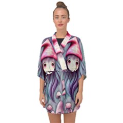 Witchy Mushroom Forest Half Sleeve Chiffon Kimono by GardenOfOphir