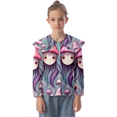 Witchy Mushroom Forest Kids  Peter Pan Collar Blouse by GardenOfOphir