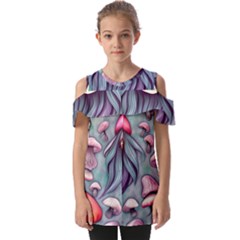 Witchy Mushroom Forest Fold Over Open Sleeve Top