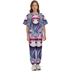 Witchy Mushroom Forest Kids  Tee And Pants Sports Set by GardenOfOphir