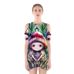 Fantasy Mushroom Forest Shoulder Cutout One Piece Dress by GardenOfOphir