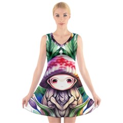 Fantasy Mushroom Forest V-neck Sleeveless Dress by GardenOfOphir