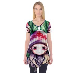 Fantasy Mushroom Forest Short Sleeve Tunic  by GardenOfOphir