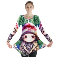 Fantasy Mushroom Forest Long Sleeve Tunic  by GardenOfOphir