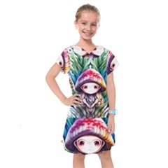 Fantasy Mushroom Forest Kids  Drop Waist Dress by GardenOfOphir