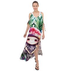 Fantasy Mushroom Forest Maxi Chiffon Cover Up Dress by GardenOfOphir