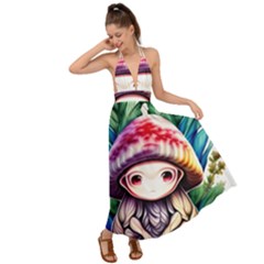 Fantasy Mushroom Forest Backless Maxi Beach Dress by GardenOfOphir