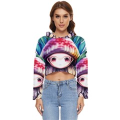 Fantasy Mushroom Forest Women s Lightweight Cropped Hoodie by GardenOfOphir