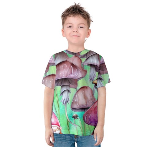 Historical Mushroom Forest Kids  Cotton Tee by GardenOfOphir