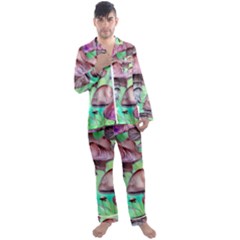 Historical Mushroom Forest Men s Long Sleeve Satin Pajamas Set by GardenOfOphir