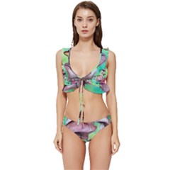 Historical Mushroom Forest Low Cut Ruffle Edge Bikini Set