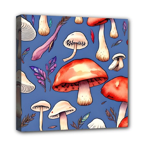 Nature s Own Wooden Mushroom Mini Canvas 8  X 8  (stretched) by GardenOfOphir