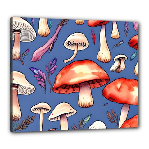 Nature s Own Wooden Mushroom Canvas 24  X 20  (stretched) by GardenOfOphir