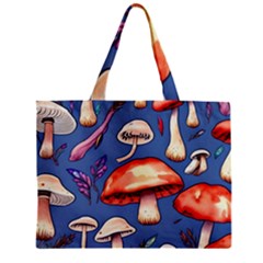 Nature s Own Wooden Mushroom Zipper Mini Tote Bag by GardenOfOphir