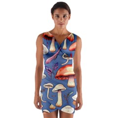 Nature s Own Wooden Mushroom Wrap Front Bodycon Dress by GardenOfOphir