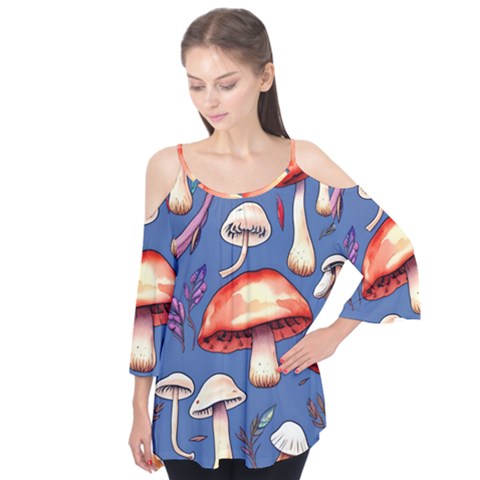 Nature s Own Wooden Mushroom Flutter Tees by GardenOfOphir